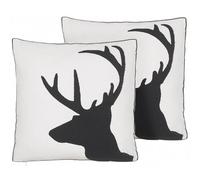 Beliani Set Of 2 Cushions Shadrack Cotton 45 X 45 Cm Animal White