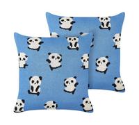 Beliani Set Of 2 Decorative Cushions Talokan Cotton 45 X 45 Cm Blue