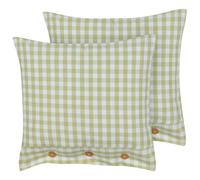 Set of 2 Decorative Cushions TALYA 45 x 45 cm Olive Green Checked