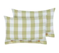 Beliani Set Of 2 Decorative Cushions Tamnine 40 X 60 Cm Light Green Checked