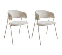 Beliani Set Of 2 Dining Chairs Alanson Chenille Light Beige