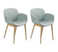 Beliani Set Of 2 Dining Chairs Alice Fabric Mint Green