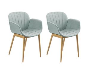 Beliani Set Of 2 Dining Chairs Alice Fabric Mint Green