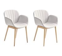 Set of 2 Dining Chairs ALICE Fabric Light Grey