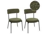 Beliani Set Of 2 Dining Chairs Allison Boucle Dark Green