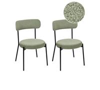 Set of 2 Dining Chairs ALLISON Boucle Light Green