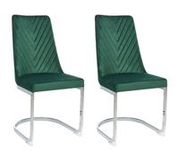 Beliani Set Of 2 Dining Chairs Altoona Velvet Emerald Green