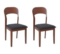 Beliani Set Of 2 Dining Chairs Alvin Wood Dark Brown