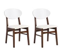 Beliani Set Of 2 Dining Chairs Amery Wood Off-White/ Brown