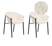 Beliani Set Of 2 Dining Chairs Ames Boucle Off-White