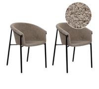 Beliani Set Of 2 Dining Chairs Ames Boucle Taupe