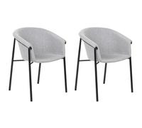 Beliani Set Of 2 Dining Chairs Ames Fabric Light Grey