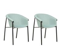 Beliani Set Of 2 Dining Chairs Ames Fabric Mint Green