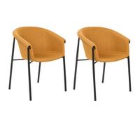 Beliani Set Of 2 Dining Chairs Ames Fabric Orange
