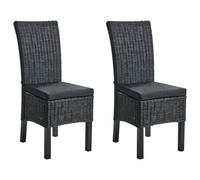 Beliani Set Of 2 Dining Chairs Andes Rattan Black