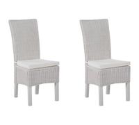 Beliani Set Of 2 Dining Chairs Andes Rattan White