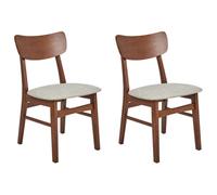 Set of 2 Dining Chairs ANOKA Wood Brown/ Beige