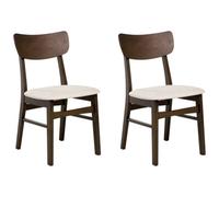 Beliani Set Of 2 Dining Chairs Anoka Wood Dark Brown/ Beige