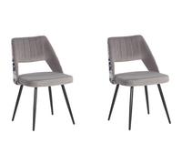 Beliani Set Of 2 Dining Chairs Ansley Velvet Grey