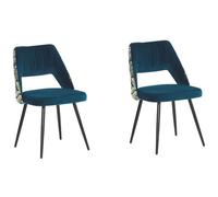 Beliani Set Of 2 Dining Chairs Ansley Velvet Sea Blue