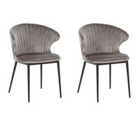 Beliani Set Of 2 Dining Chairs Augusta Velvet Grey