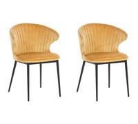 Beliani Set Of 2 Dining Chairs Augusta Velvet Mustard