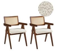Beliani Set Of 2 Dining Chairs Ava Wood Dark Brown/ Beige