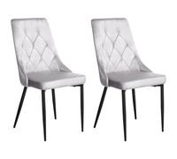 Beliani Set Of 2 Dining Chairs Avenir Velvet Light Grey