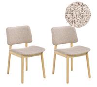 Beliani Set Of 2 Dining Chairs Blane Boucle Light Brown/ Taupe