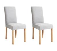 Beliani Set of 2 Modern Fabric Dining Chairs Linen Solid Wood Legs Grey Broadway