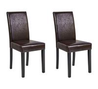Beliani Set Of 2 Dining Chairs Broadway Faux Leather Dark Brown