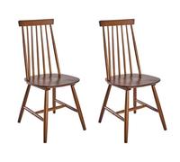 Set of 2 Dining Chairs BURBANK Wood Brown