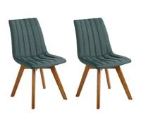 Set of 2 Dining Chairs CALGARY Fabric Dark Green