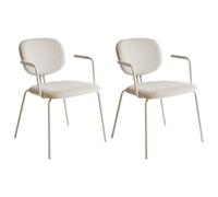 Set of 2 Dining Chairs CARILLE Chenille Light Beige