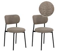 Beliani Set Of 2 Dining Chairs Casey Boucle Taupe
