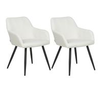 Beliani Set Of 2 Dining Chairs Casmalia Velvet Off-White, White