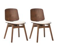 Beliani Set Of 2 Dining Chairs Charleston Wood Brown/ Light Beige