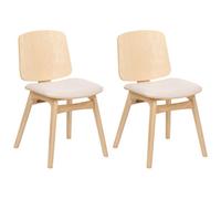 Beliani Set Of 2 Dining Chairs Charleston Wood Light Brown/ Light Beige