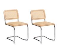 Set of 2 Dining Chairs CORDOVA Rattan Light Brown