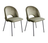 Beliani Set Of 2 Dining Chairs Covelo Velvet Dark Green, Green