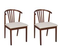 Set of 2 Dining Chairs CRAIG Wood Dark Brown/ Beige