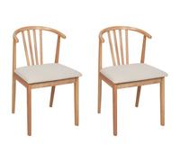 Set of 2 Dining Chairs CRAIG Wood Light Brown/ Beige