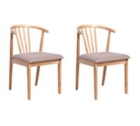 Beliani Set Of 2 Dining Chairs Craig Wood Light Brown/ Taupe