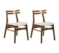 Set of 2 Dining Chairs CYNTHIANA Wood Brown/ Light Beige
