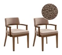 Set of 2 Dining Chairs DALBO Boucle Brown/ Taupe