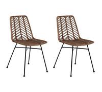 Beliani Set Of 2 Dining Chairs Dilley Rattan Brown