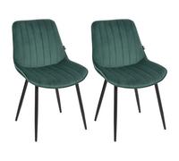 Beliani Set Of 2 Dining Chairs Dubrovnik Velvet Emerald Green