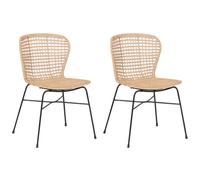 Beliani Set Of 2 Dining Chairs Elfros Rattan Natural
