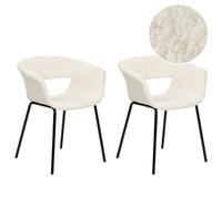 Beliani Set Of 2 Dining Chairs Elma Boucle Off-White, White