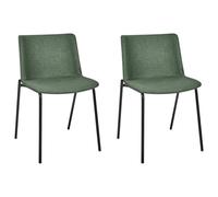 Beliani Set Of 2 Dining Chairs Esbon Fabric Dark Green